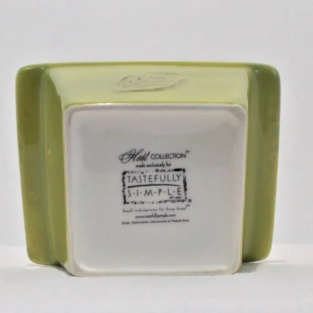 Tastefully Simple HOST COLLECTION Green Square DIP BOWL / OVEN BAKING DISH